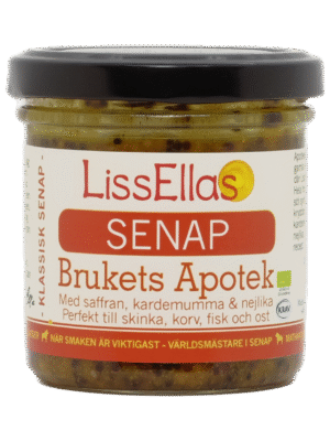 Brukets apotekssenap - syrlig med hela korn, honung, saffran, kardemumma och kryddnejlika 150g