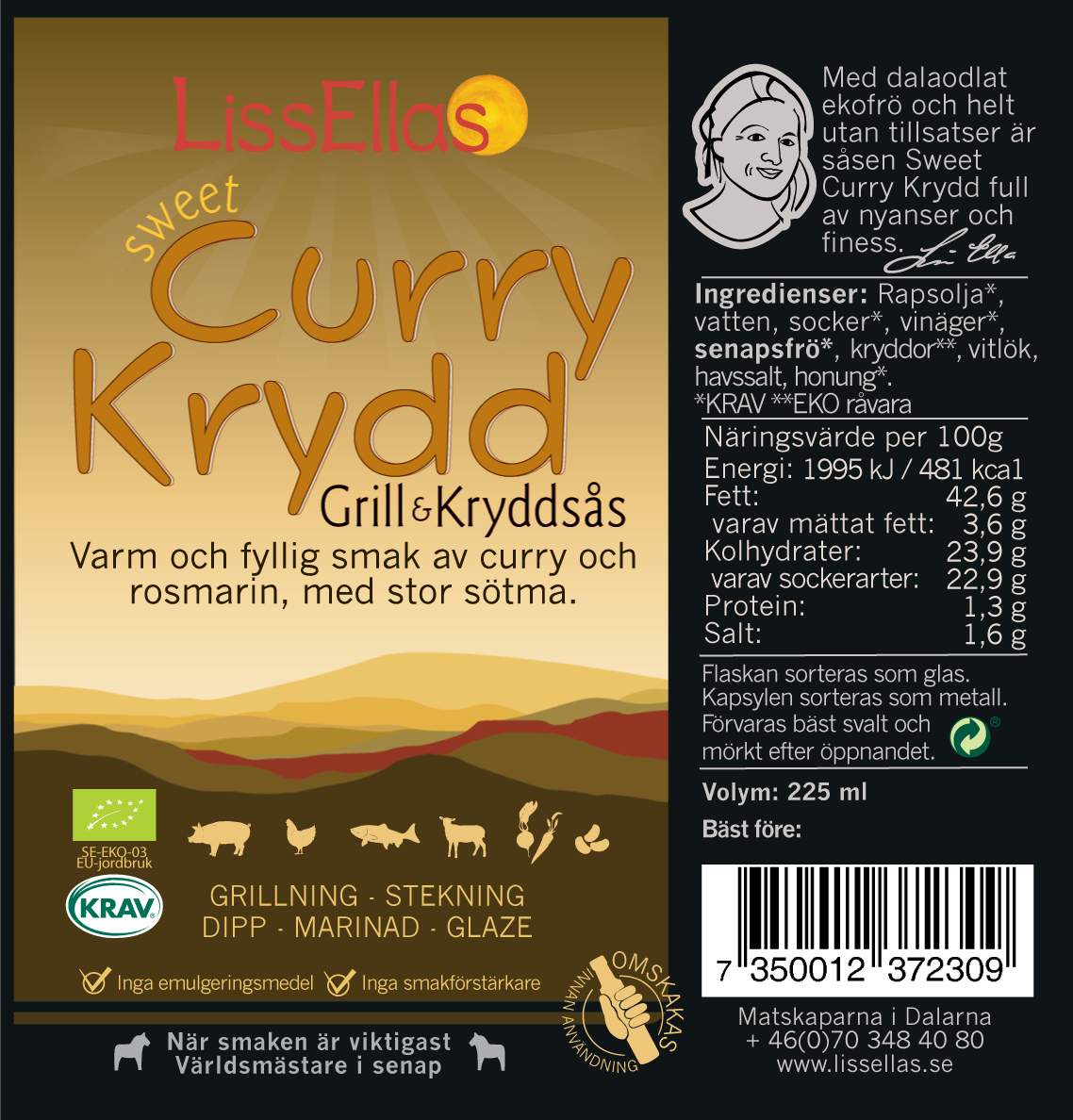 Curry Krydd - senapsbaserad grill- och kryddsås KRAV EKO 225 ml - Bild 2